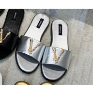 Versace Virtus Flat Mules Silver 2020