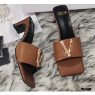 Versace Virtus Mid-Heel 6cm Mules Brown 2020