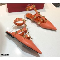 Valentino Calfskin Roman Stud Ballet Flats Orange 2021