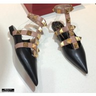 Valentino Calfskin Roman Stud Ballet Flats Black/Nude 2021