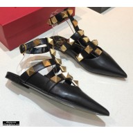 Valentino Calfskin Roman Stud Ballet Flats Black 2021