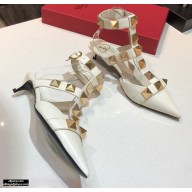 Valentino Heel 4cm Calfskin Roman Stud Pumps White 2021