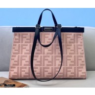 Fendi Medium Peekaboo X-Tote Shopper Bag FF Embroidered Pink Canvas 2020