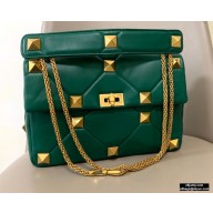 Valentino Large Roman Stud Nappa Chain Bag Green 2021