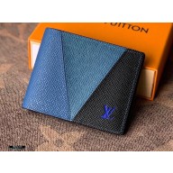 Louis Vuitton V Pattern Monochrome Taiga leather Slender Wallet M30730 Blue