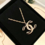 Chanel Logo Necklace White/Black 2018