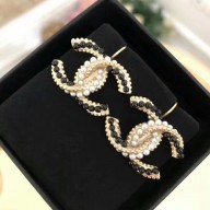 Chanel Logo Earrings White/Black 2018