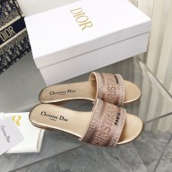 dior Rose Des Vents Cotton Embroidered with Metallic Thread and Strass dway slides 2022