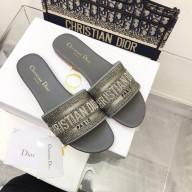 dior Cotton Metallic Thread Embroidery and Silver-Tone Strass dway slides 2022