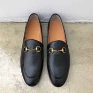 Gucci Black Jordaan horsebit loafer 404069