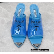 Prada Heel 9cm triangle logo Pvc slides Blue 2022