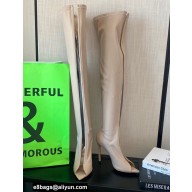Gianvito Rossi Heel 10.5cm FABRIC and TPU HIROKO CUISSARD Thigh-high Boots Nude 2022