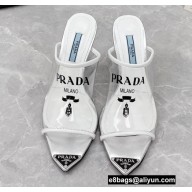 Prada Heel 9cm triangle logo Pvc slides White 2022