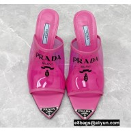 Prada Heel 9cm triangle logo Pvc slides Fuchsia 2022