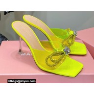 Mach & Mach Heel 8.5cm Crystal Double Bow Mules PVC Yellow 2022
