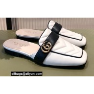 Gucci Double G Leather slipper 423694 Chevron White 2022