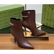 GUCCI  Signoria ankle boots heel 10.5 brown  2024