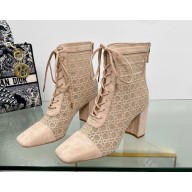 Dior Naughtily-D heeled ankle boot Transparent Mesh Embroidered with naked Cannage Motif and Suede Goatskin heel 8cm 2024