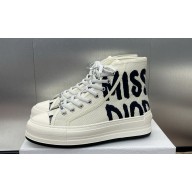 Walk'n'Dior High-Top Platform Sneaker White and Black Embroidered Cotton 2024