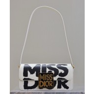 Miss Dior Flap Bag white and Black Miss Dior Graffiti Printed Calfskin 2024
