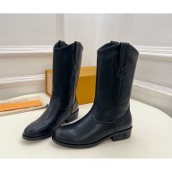 Louis Vuitton lv rider Women/Men black leather boots 2024 