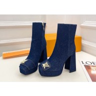 Louis Vuitton Heel 12cm  Ankle Boots Denim Blue 2024