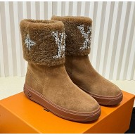 Louis Vuitton suede calfskin shearing boots brown 2024