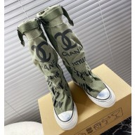 CHANEL graffiti canvas high boots 05 2024