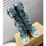 CHANEL graffiti canvas high boots 04 2024