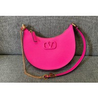 VALENTINO Garavani Mini VLogo Signature Grainy Calfskin Hobo Bag in Pink 2024
