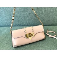 VALENTINO Rockstud pink leather baguette bag 2024