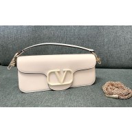 Valentino Garavani Loco Medium White Leather Shoulder Bag New 2024