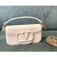 Valentino Garavani Loco Medium white Leather Shoulder Bag New 04 2024