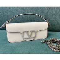 Valentino small Locò crystal-embellished shoulder bag white 2024