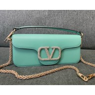 Valentino small Locò crystal-embellished shoulder bag green 2024