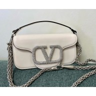 Valentino small Locò crystal-embellished shoulder bag white 01 2024