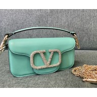 Valentino small Locò crystal-embellished shoulder bag green 01 2024