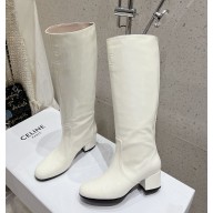 CELINE LES BOTTES TRIOMPHE HIGH BOOT in PATENT CALFSKIN white 2024