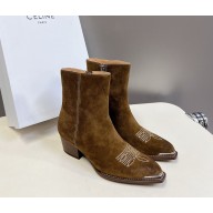 CELINE Brown suede ankle boots heel 4.5 2024