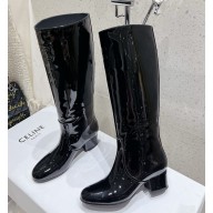 CELINE LES BOTTES TRIOMPHE HIGH BOOT in PATENT CALFSKIN black 2024