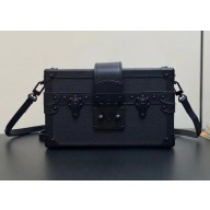 LOUIS VUITTON Petite Malle S-lock black leather handbag M24303 2024
