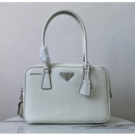 Prada White Saffiano Lux Leather Bowler Bag 1BA328 2024