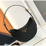 Prada Arqué leather hobo bag black 1BC199 2024