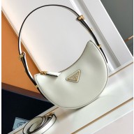 Prada Arqué leather hobo bag white 1BC199 2024