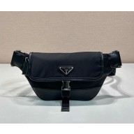 Prada Re-Nylon and leather shoulder bag Black 2VH176 2024