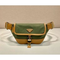 Prada Re-Nylon and leather shoulder bag Military/Caramel 2VH176 2024