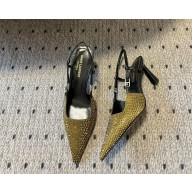 Saint Laurent  Women's Natural Crystal-Embellished Pumps yellow 2024