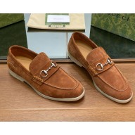 gucci Men's loafer with Horsebit brown suede 2024