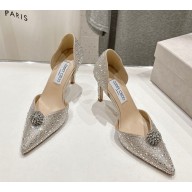 Jimmy Choo crystal D'orsay Sabine 85mm pumps beige 2024