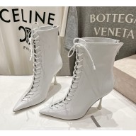 jimmy choo Lace Up goatskin High Heel 9.5cm Boots white 2024